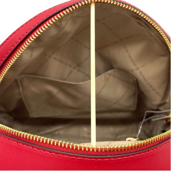 Michael Kors Jaycee Medium Pebbled Leather Backpack Chili - Picture 7 of 10